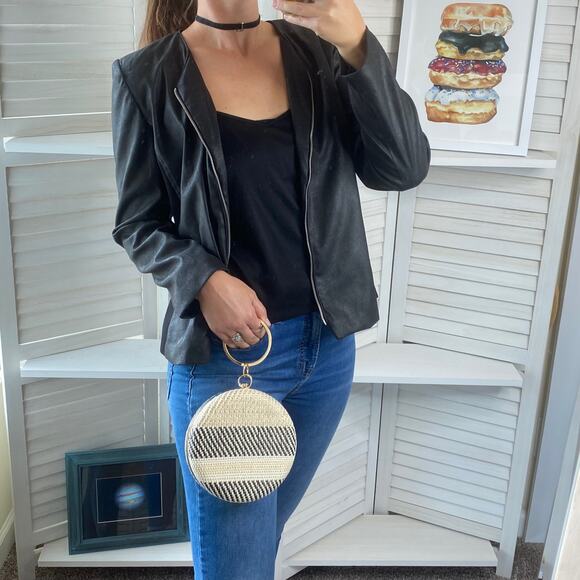 Elementz black faux leather zip up jacket - Picture 3 of 11